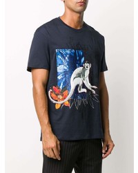 dunkelblaues bedrucktes T-Shirt mit einem Rundhalsausschnitt von Valentino