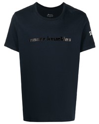 dunkelblaues bedrucktes T-Shirt mit einem Rundhalsausschnitt von Moose Knuckles
