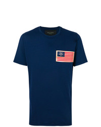 dunkelblaues bedrucktes T-Shirt mit einem Rundhalsausschnitt von Mr & Mrs Italy