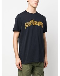 dunkelblaues bedrucktes T-Shirt mit einem Rundhalsausschnitt von Maharishi