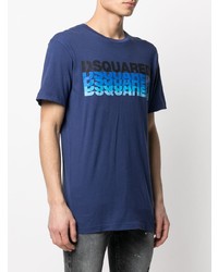 dunkelblaues bedrucktes T-Shirt mit einem Rundhalsausschnitt von DSQUARED2