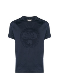 dunkelblaues bedrucktes T-Shirt mit einem Rundhalsausschnitt von Napapijri