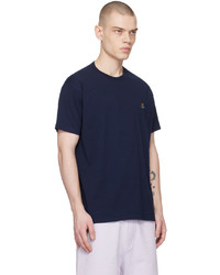 dunkelblaues bedrucktes T-Shirt mit einem Rundhalsausschnitt von Vivienne Westwood