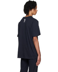 dunkelblaues bedrucktes T-Shirt mit einem Rundhalsausschnitt von Billionaire Boys Club