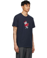 dunkelblaues bedrucktes T-Shirt mit einem Rundhalsausschnitt von AïE