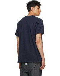 dunkelblaues bedrucktes T-Shirt mit einem Rundhalsausschnitt von AïE