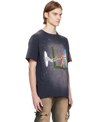 dunkelblaues bedrucktes T-Shirt mit einem Rundhalsausschnitt von Alchemist