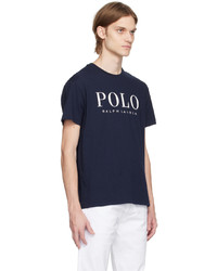 dunkelblaues bedrucktes T-Shirt mit einem Rundhalsausschnitt von Polo Ralph Lauren