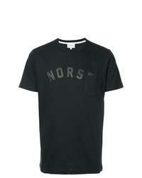 dunkelblaues bedrucktes T-Shirt mit einem Rundhalsausschnitt von Norse Projects