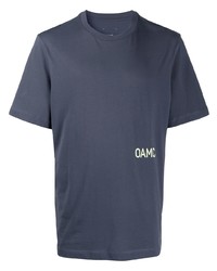 dunkelblaues bedrucktes T-Shirt mit einem Rundhalsausschnitt von Oamc