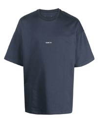 dunkelblaues bedrucktes T-Shirt mit einem Rundhalsausschnitt von Oamc