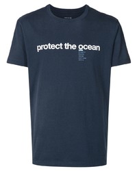 dunkelblaues bedrucktes T-Shirt mit einem Rundhalsausschnitt von OSKLEN