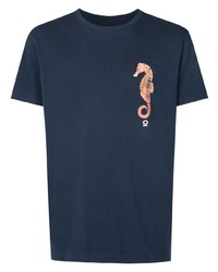 dunkelblaues bedrucktes T-Shirt mit einem Rundhalsausschnitt von OSKLEN