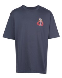 dunkelblaues bedrucktes T-Shirt mit einem Rundhalsausschnitt von Palace