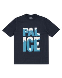 dunkelblaues bedrucktes T-Shirt mit einem Rundhalsausschnitt von Palace