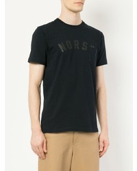 dunkelblaues bedrucktes T-Shirt mit einem Rundhalsausschnitt von Norse Projects