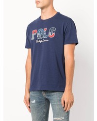 dunkelblaues bedrucktes T-Shirt mit einem Rundhalsausschnitt von Polo Ralph Lauren