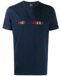 dunkelblaues bedrucktes T-Shirt mit einem Rundhalsausschnitt von Paul & Shark