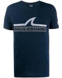 dunkelblaues bedrucktes T-Shirt mit einem Rundhalsausschnitt von Paul & Shark