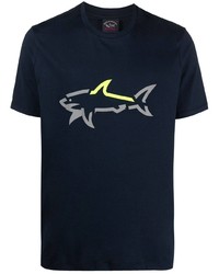 dunkelblaues bedrucktes T-Shirt mit einem Rundhalsausschnitt von Paul & Shark