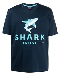 dunkelblaues bedrucktes T-Shirt mit einem Rundhalsausschnitt von Paul & Shark