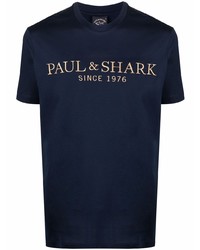 dunkelblaues bedrucktes T-Shirt mit einem Rundhalsausschnitt von Paul & Shark