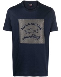 dunkelblaues bedrucktes T-Shirt mit einem Rundhalsausschnitt von Paul & Shark