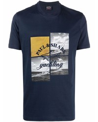 dunkelblaues bedrucktes T-Shirt mit einem Rundhalsausschnitt von Paul & Shark