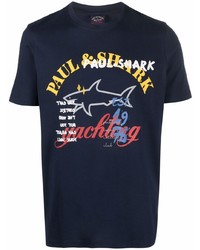 dunkelblaues bedrucktes T-Shirt mit einem Rundhalsausschnitt von Paul & Shark