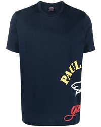 dunkelblaues bedrucktes T-Shirt mit einem Rundhalsausschnitt von Paul & Shark