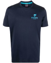 dunkelblaues bedrucktes T-Shirt mit einem Rundhalsausschnitt von Paul & Shark