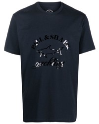 dunkelblaues bedrucktes T-Shirt mit einem Rundhalsausschnitt von Paul & Shark