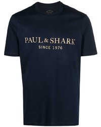 dunkelblaues bedrucktes T-Shirt mit einem Rundhalsausschnitt von Paul & Shark