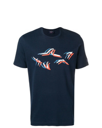 dunkelblaues bedrucktes T-Shirt mit einem Rundhalsausschnitt von Paul & Shark