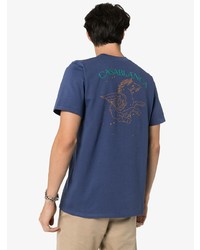 dunkelblaues bedrucktes T-Shirt mit einem Rundhalsausschnitt von Casablanca