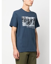 dunkelblaues bedrucktes T-Shirt mit einem Rundhalsausschnitt von Barbour International