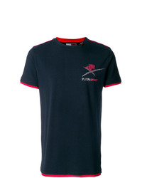 dunkelblaues bedrucktes T-Shirt mit einem Rundhalsausschnitt von Plein Sport