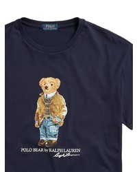 dunkelblaues bedrucktes T-Shirt mit einem Rundhalsausschnitt von Polo Ralph Lauren