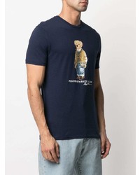 dunkelblaues bedrucktes T-Shirt mit einem Rundhalsausschnitt von Polo Ralph Lauren