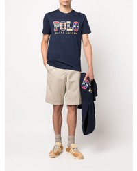 dunkelblaues bedrucktes T-Shirt mit einem Rundhalsausschnitt von Polo Ralph Lauren