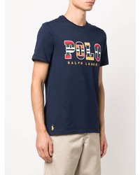 dunkelblaues bedrucktes T-Shirt mit einem Rundhalsausschnitt von Polo Ralph Lauren