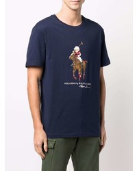 dunkelblaues bedrucktes T-Shirt mit einem Rundhalsausschnitt von Polo Ralph Lauren