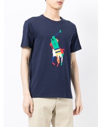 dunkelblaues bedrucktes T-Shirt mit einem Rundhalsausschnitt von Polo Ralph Lauren