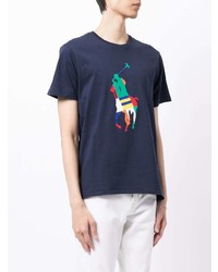 dunkelblaues bedrucktes T-Shirt mit einem Rundhalsausschnitt von Polo Ralph Lauren