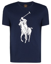 dunkelblaues bedrucktes T-Shirt mit einem Rundhalsausschnitt von Polo Ralph Lauren