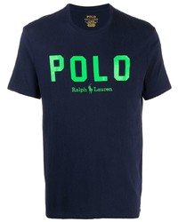 dunkelblaues bedrucktes T-Shirt mit einem Rundhalsausschnitt von Polo Ralph Lauren