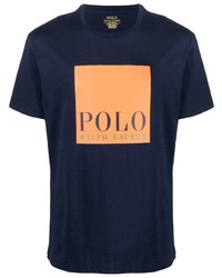 dunkelblaues bedrucktes T-Shirt mit einem Rundhalsausschnitt von Polo Ralph Lauren