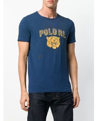 dunkelblaues bedrucktes T-Shirt mit einem Rundhalsausschnitt von Polo Ralph Lauren