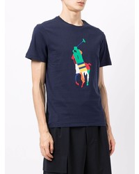 dunkelblaues bedrucktes T-Shirt mit einem Rundhalsausschnitt von Polo Ralph Lauren