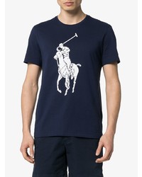 dunkelblaues bedrucktes T-Shirt mit einem Rundhalsausschnitt von Polo Ralph Lauren